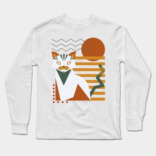 Geometric Cat Abstract Shapes Long Sleeve T-Shirt